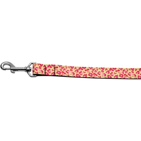 MIRAGE PET PRODUCTS 0.625 in. Wide 4 ft. Long Leopard Nylon Dog LeashTan & Pink 125-140 5804